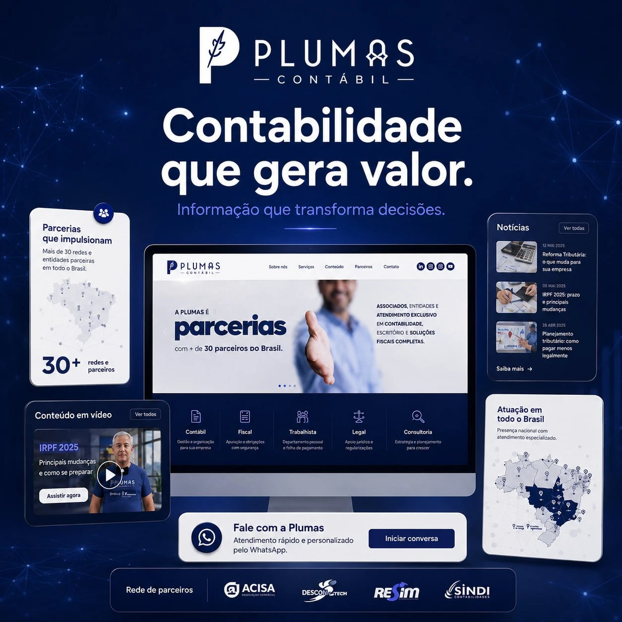 Site institucional contábil desenvolvido para Plumas Contábil